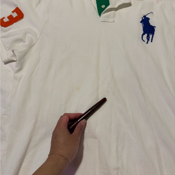 Ralph Lauren White Polo Shirt with Blue and Green Accents - Picture 3 of 6